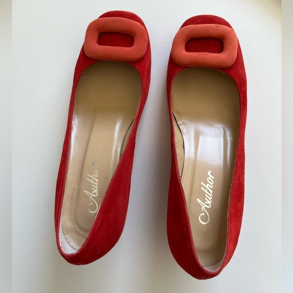 AUTHOR Spain Leather Suede Red Kitten Heel Shoes EU 37/US 6-6.5 - Picture 7 of 13